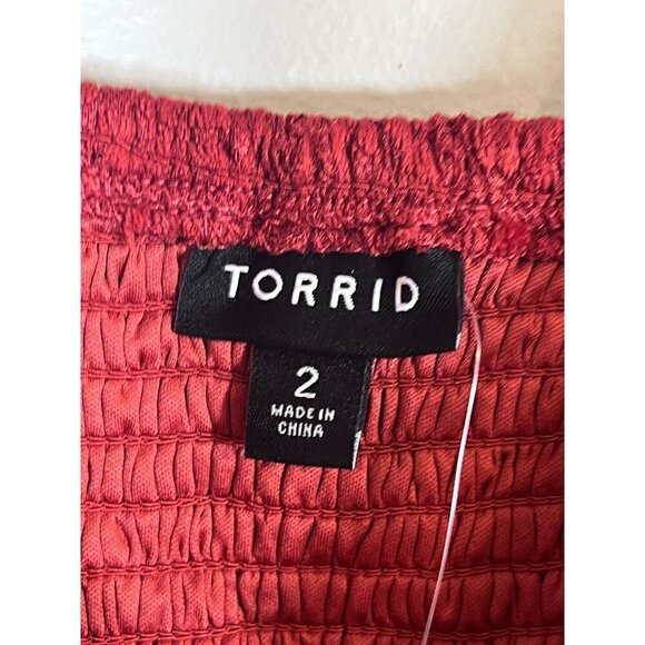 Torrid Top Women 2X Orange Babydoll Boho Hippie Indie Western Feminine Floral - Picture 2 of 12